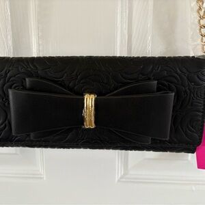 Black Clutch with Bow and Gold Accent